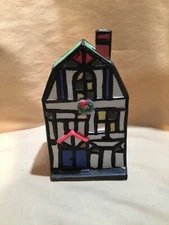Porcelain House Stained Glass Look Gift Collection Perfect For Tea Light Candle