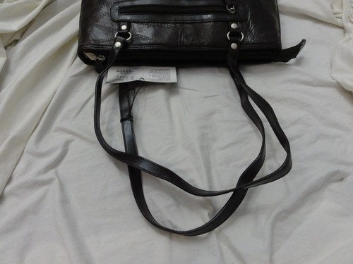 Bolso de hombro/cartera de cuero marrón envejecido con cremallera MC - Imagen 11 de 24