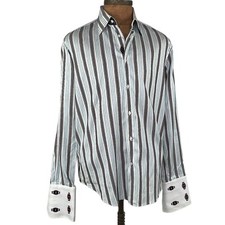 Robert Graham Shirt Long Sleeve Button Up French Cuff Striped Size 42 - 16 1/2