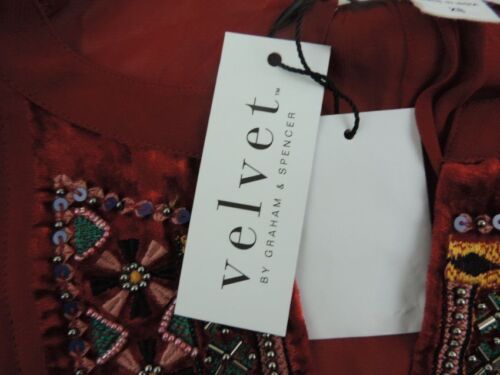 NEW Velvet By Graham & Spencer Women's Becky Beaded Top Red Size XS RRP £195 - Picture 3 of 9