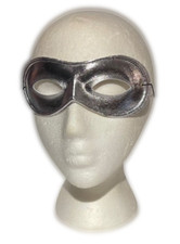 SILVER EYE HALF MASK Metallic Lame Masquerade Party Clown Mime Superhero Costume