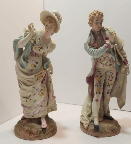 De Colección Victoriano Pareja Porcelana Bisque A Juego Repujado Detallado Atuendo 11" x 6" - Imagen 3 de 24