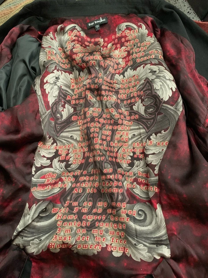 Chaqueta Negra Militar Royal Underground Cromo Corazones Talla S-M Totalmente Nueva Foto 3 de 4