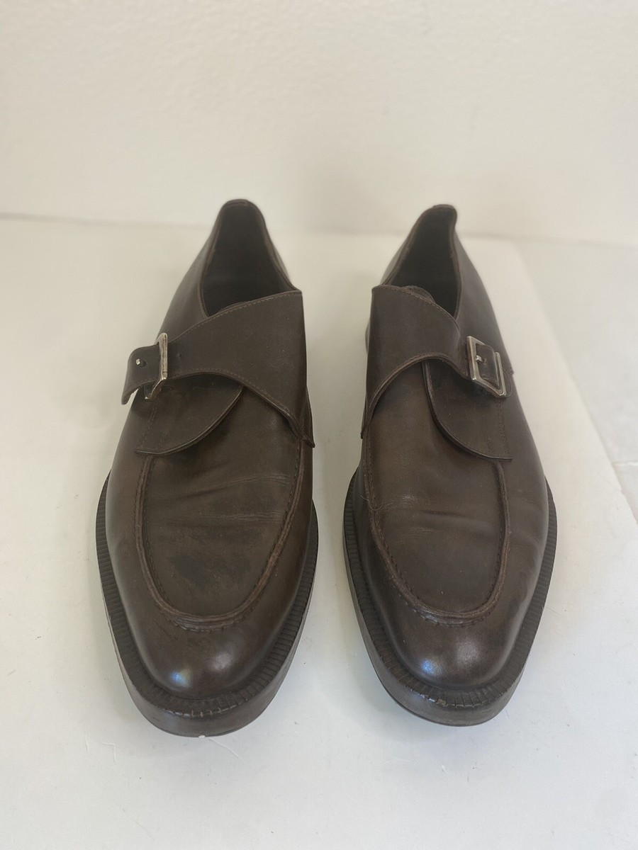 Giorgio Armani Black Leather Single Monk Strap Dress Shoes Giorgio Armani Leather Monk Strap dress shoes brown mens  main image 3