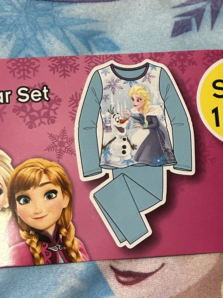 Disney Frozen Pajama Set 2 Piece Girls 10/12 Blue Long Sleeve Fleece New - Image 4 of 4