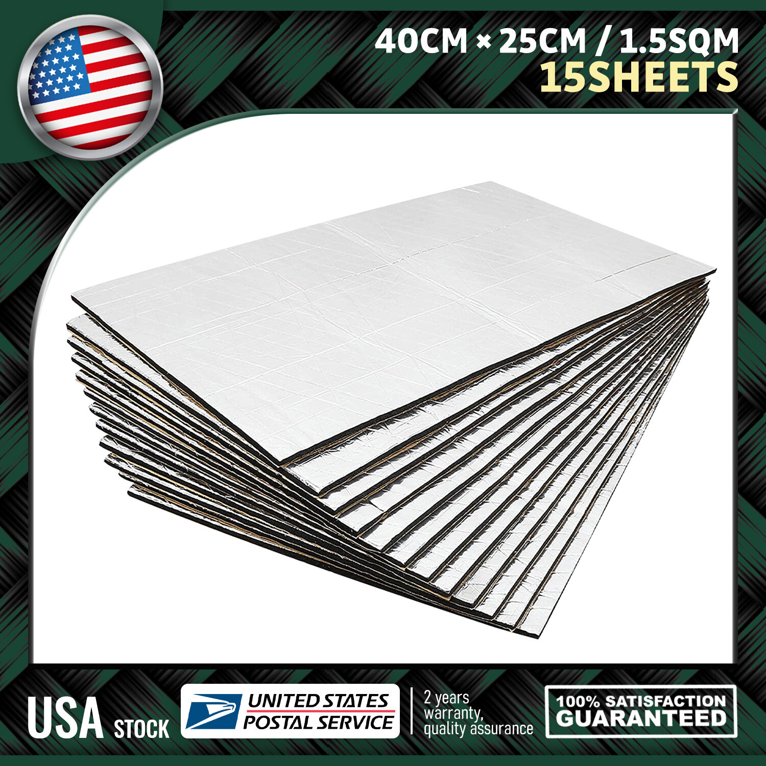 275mil 1.08 SQFT Car Sound Deadener Mat 15PC Auto Noise Insulation Rubber Kit  