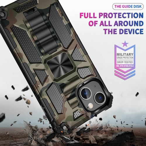 For iPhone 13 11 12 Pro Max XS XR 6 7 8 Magnetic Camouflage Kickstand Hard Case - Picture 9 of 16