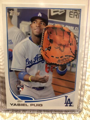 YASIEL PUIG 2013 TOPPS UPDATE #US250- SP RC /BIG GLOVE *CINCINNATI