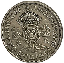 1947 Great Britain Florin George 2 Shillings World Coin 1st Yr Type Lot B1-94