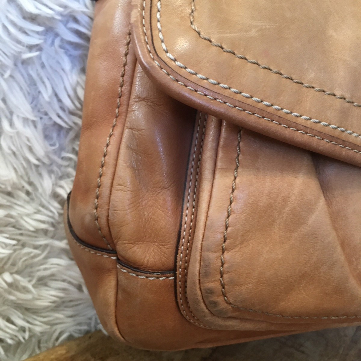 Vintage Coach Brown Leather Shoulder Bag Flap Bag Turn Lock