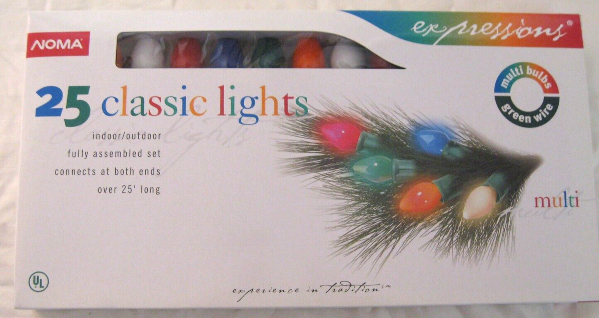 Noma Vintage 25 Multi-Colored Outdoor C-7.5 Light Set, New, Green