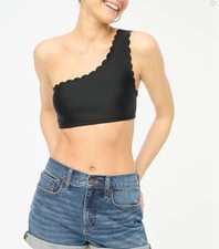J.Crew Black Scalloped One-Shoulder Bikini Top Medium