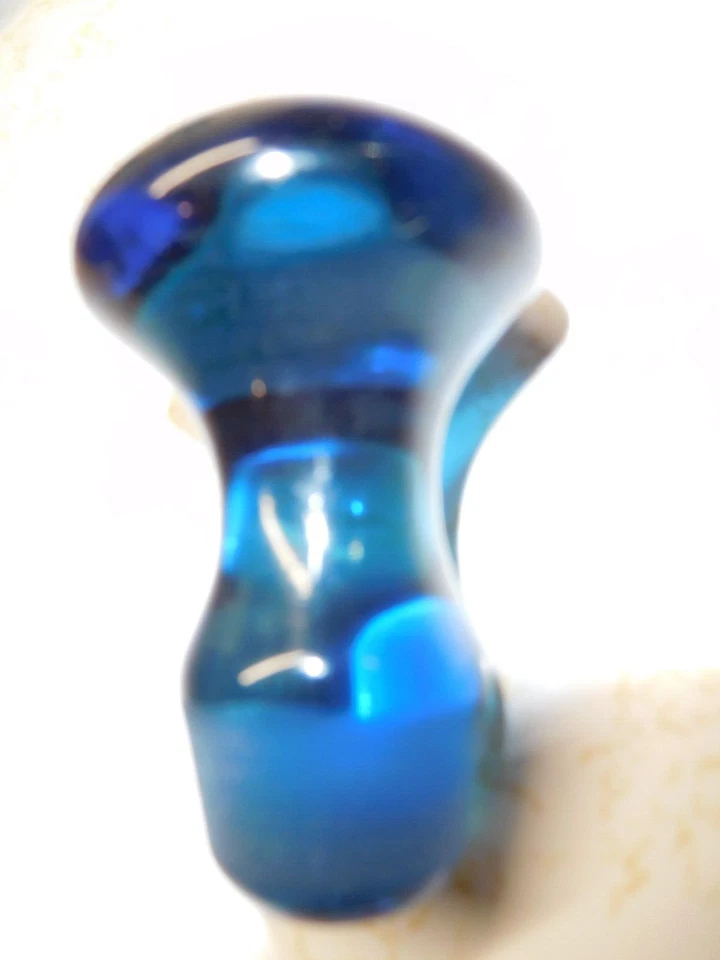 Vintage Blue Glass Wine/Liquor Serving Set of Bottle, Solid Lid & 6 Shot Glasses - Image 4 of 4