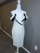 WHITE WITH BLACK TRIM dresses for women  OFF THE SHOULDER 