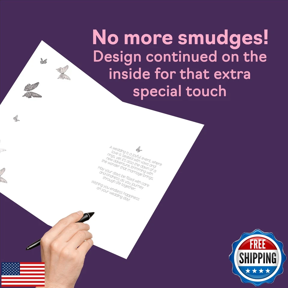 Daughter and Son in Law Wedding Card - Gold Butterflies Happy Couple - Golden - Image 2 of 4