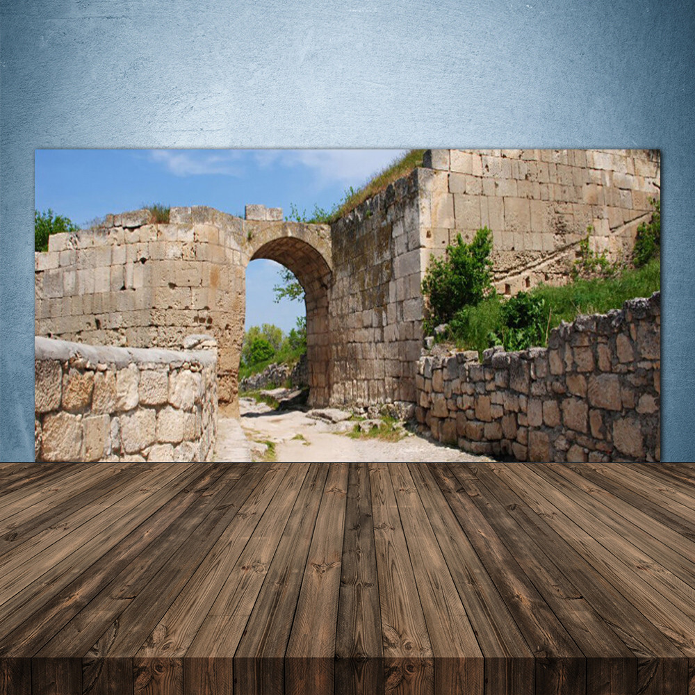 Crédence de cuisine en verre 140x70cm grand panneau mural motif ruine