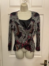 Bay Studio Petite XL Career Wrap Around TieTop Womens Blouse Crinkle Multicolor