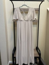 Show Me Your MuMu Cream Faye Flutter Sleeve Maxi Dress Size small