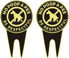 2 Pack No Dog Poop Signs for Yard - Double Sided Aluminum No Pooping Sign with S