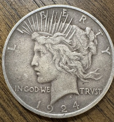 1924 $1 Peace Dollar AU Philadelphia Mint 90% Silver
