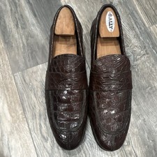 Prada Crocodile Embossed Leather Loafers Brown Men's Dress Shoes Size 9