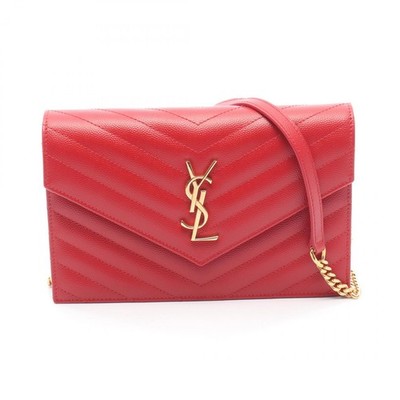 SAINT LAURENT PARIS Cassandra Envelope Chain Crossbody Umhängetasche 857605 rot