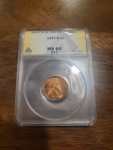 1947-S Lincoln Cent ANACS MS65 Red Wheat Penny 1c