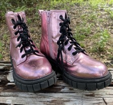 Madden NYC Combat Boots Little Girls Size 13 Pink Shiny Matalic