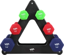 Dumbbell Set W/Durable Rack, Double Neoprene Coated Workout Weights, Solid Desig
