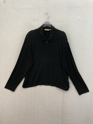 Chicos Private Edition Jacket Womens 2XL 3 Black Zip Up Liquid Knit USA Made