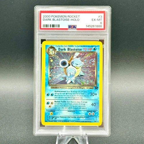 Dark Blastoise 3/82 Rare Holo SWIRL! 🌀 Vintage Team Rocket Pokemon TCG PSA 6