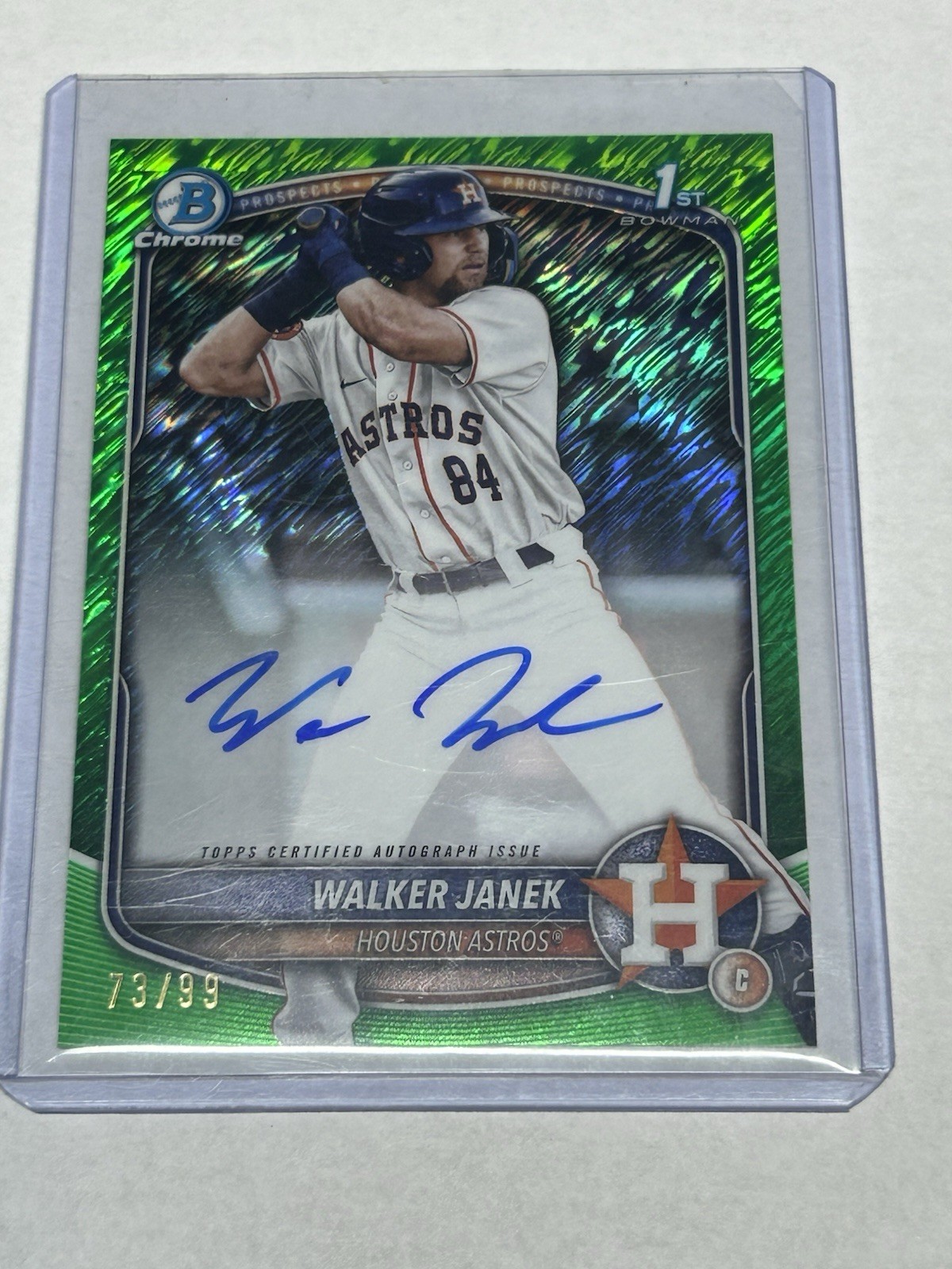 2025 Bowman Chrome 1st Walker Janek Green SHIMMER Auto /99 Astros RC