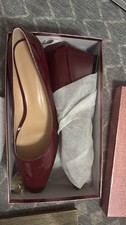 Women s Burgundy Patent Leather Pump Heels, Pointed Toe Slip-On Wedge