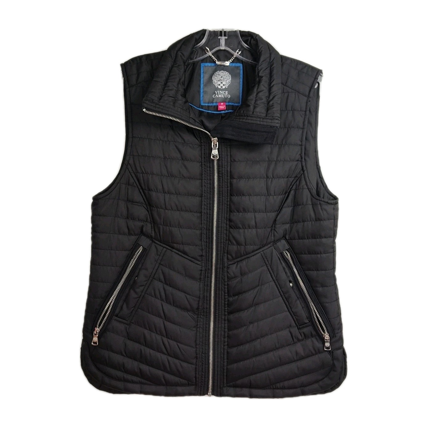 Vince Camuto Full-zip Vest Women's Size M Black Insulated Collared Quilted