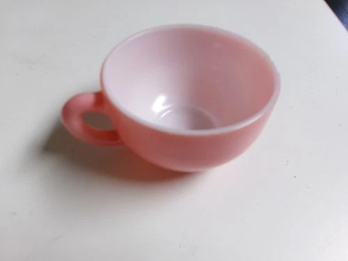Vintage Hazel-Atlas Pink Crinoline Dark Pink Thick Handled Cup w/o Saucer