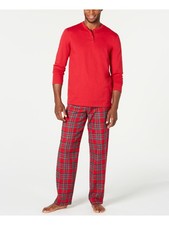 FAMILY PJs Mens Red Long Sleeve T-Shirt Top Straight leg Pants Pajamas S