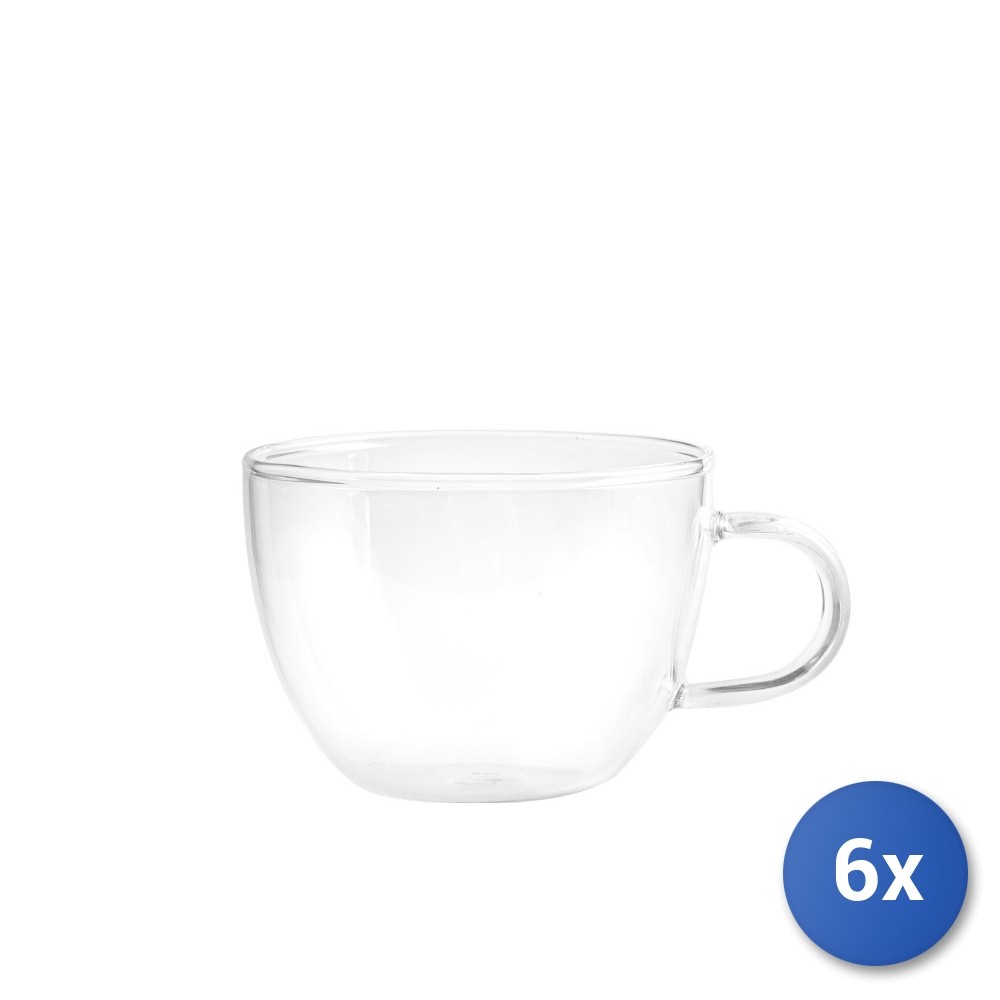 6 Cups For Coffee In Borosilicate Fusion New Without Saucers, Cl10