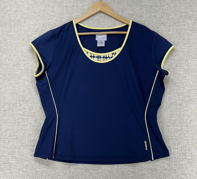 Bolle Sport Performance Shirt Women XXL Navy Yellow Cap Sleeve Tennis Extra Dry