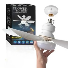 2-in-1 E27 Socket Fan Light with Remote Screw in Ceiling Fans LED Light Bulb Fan