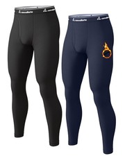 Men's Thermal Pants Fleece Lined Long Johns Compression Bottom Athletic Base ...
