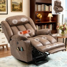Oversize Power Lift Recliner Chair Massage Heat Lounge Sofa with Extend Footrest