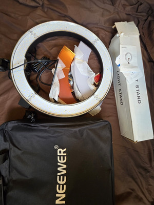 Neewer LED Ring Light with Light Stand & Carrying Bag/Case, White/Black