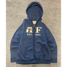 Abercrombie Fitch 1892 Collection Navy Full Zip Hoodie Mens Medium AF Logo Y2K