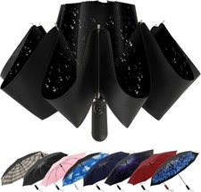 ZDSSM Compact Inverted Travel Umbrella, Automatic Open Close, 9-Rib 46 Inch Wind