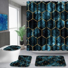 Shower Curtain Set with Rugs, Bathroom Accessory Set, Including Non-Slip Rugs...