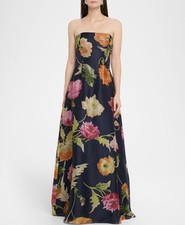 Carolina Herrera Floral Strapless A-Line Floral Silk Gown
