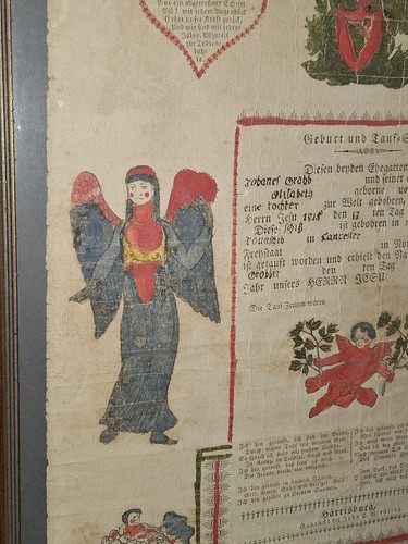Antico certificato battesimo nascita nascita e battesimo 1815 Harrisburg PA frattura - Foto 7 di 17