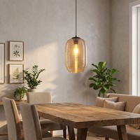 Deckenlampe Pendelleuchte HäNgelampe Esszimmerleuchte Schwarz Glas Rauchfarbe