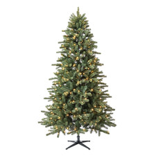 7.5' Pre-Lit Birchwood Fir Green Artificial Christmas Tree W/ White Twinkle LED
