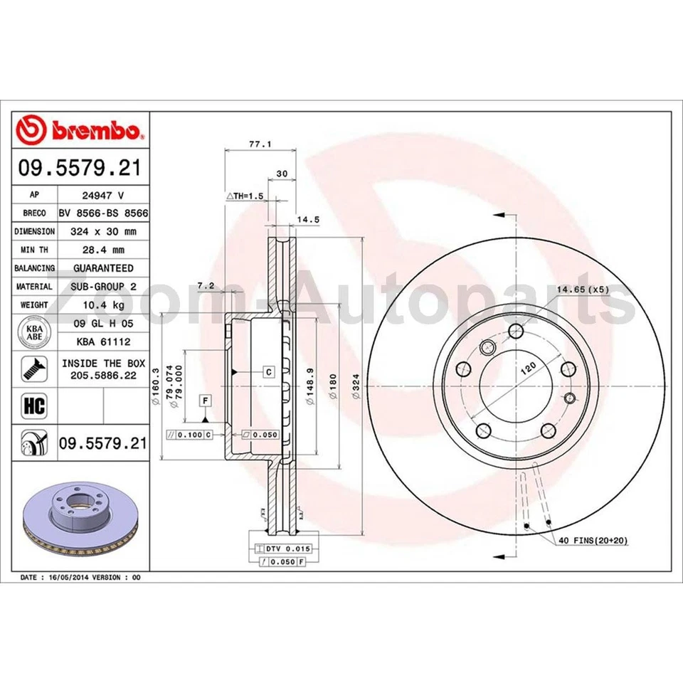 Rotores de freno delanteros traseros Brembo OE para BMW 540i 1997 1998 1999 2000 Foto 2 de 4